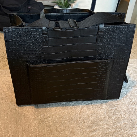 Black Beis Croc Embossed Work Tote Bag - Picture 3 of 8